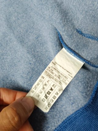 Felpa Benetton blu e gialla con cappuccio e zip
