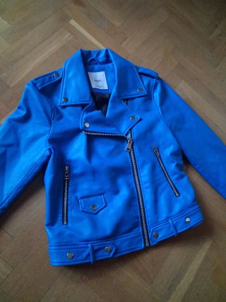 Chaqueta Biker Mango Azul Eléctrico