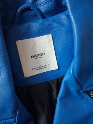 Chaqueta Biker Mango Azul Eléctrico