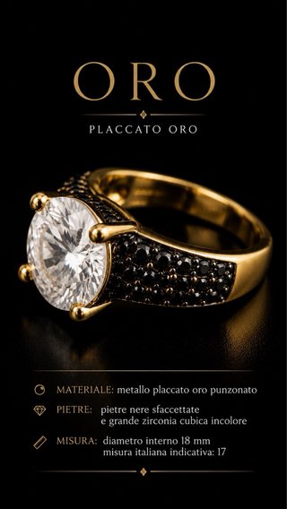 Anello placcato oro con zirconia cubica