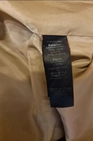 Abrigo Lana y Angora CH Beige Talla 36 38