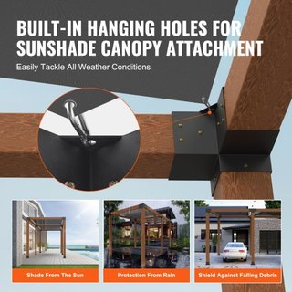 Kit de Soporte para Pérgola 6''x6''(Tamaño Interno 5.6x5.6), 4pcs Soporte de Esquina de 3 Vías de Alta Resistencia para Trabajos en Madera DIY, Kit de Base para Poste de Instalación Fácil para Gaz...