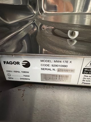 Microondas Fagor Acero Inoxidable sin funcionar