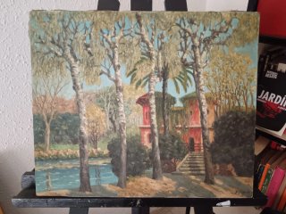 Cuadro al óleo paisaje Barcelona