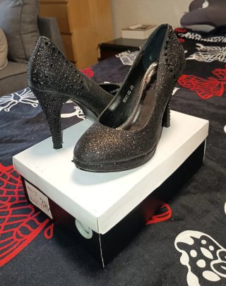 Tacones fiesta negros talla 38