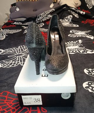 Tacones fiesta negros talla 38