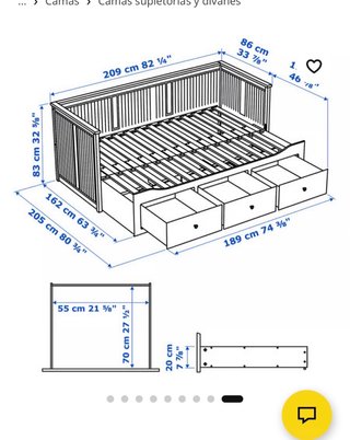 Diván cama Ikea blanco con cajones