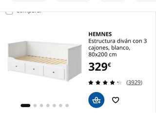 Diván cama Ikea blanco con cajones