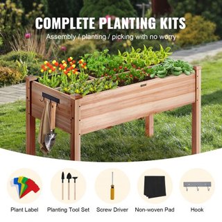 Caja de Plantas Elevada de Madera 120 x 58 x 76 cm Flor Vegetal Hierba