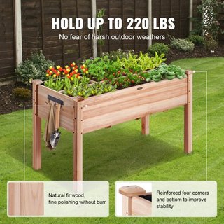 Caja de Plantas Elevada de Madera 120 x 58 x 76 cm Flor Vegetal Hierba