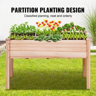 Caja de Plantas Elevada de Madera 120 x 58 x 76 cm Flor Vegetal Hierba