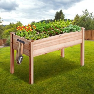 Caja de Plantas Elevada de Madera 120 x 58 x 76 cm Flor Vegetal Hierba