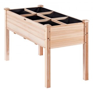 Caja de Plantas Elevada de Madera 120 x 58 x 76 cm Flor Vegetal Hierba