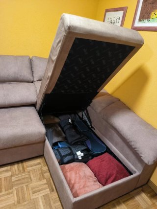 Sofá Cama Cheslong Marrón con Canapé