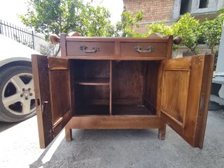 Mobile bagno antico legno e marmo da restaurare
