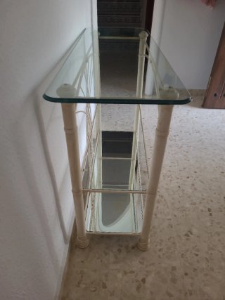 Mueble de entrada cristal y metal