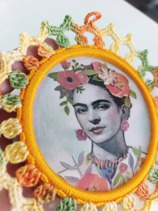 Frida kahlo Decoração Crochê