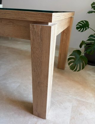 MESA COMEDOR ROBLE CRISTAL EXTENSIBLE