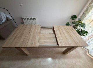 MESA COMEDOR ROBLE CRISTAL EXTENSIBLE