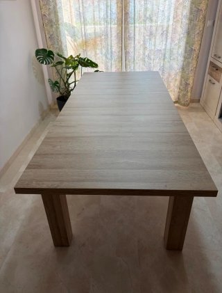 MESA COMEDOR ROBLE CRISTAL EXTENSIBLE