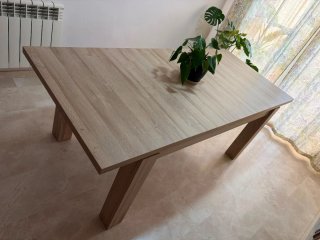 MESA COMEDOR ROBLE CRISTAL EXTENSIBLE