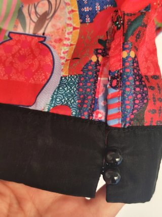Blusa manga 3/4 estilo japonés patchwork