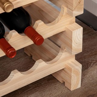 Scaffale per Bottiglie di Vino in Legno di Abete, Cantinetta con 8 Ripiani per 96 Bottiglie e Peso Massimo di 100 Kg, 114X28X113.5 Cm, Legno Naturale