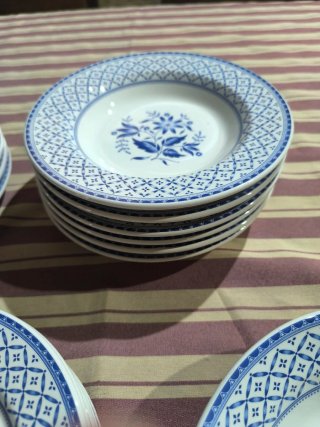 Vajilla cerámica Quadrifoglio azul y blanco