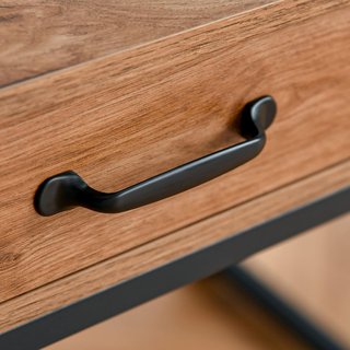 Scrivania Moderna in Metallo e MDF Stile Industriale, Ripiani e Cassetto per Casa e Ufficio, 120X60X76Cm Nero Marrone