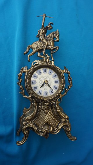 Reloj antiguo bronce caballo 15,5x35 cm 2 kilos