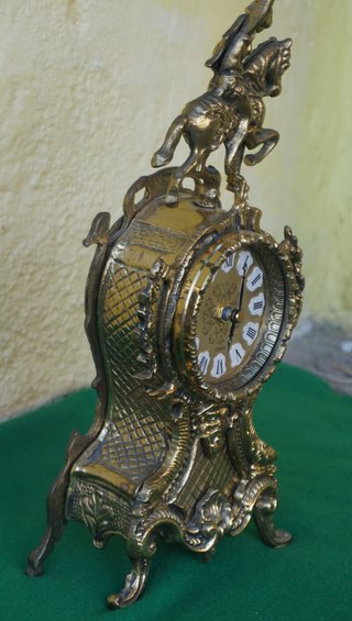 Reloj antiguo bronce caballo 15,5x35 cm 2 kilos