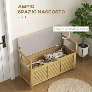 Banco scarpiera a doghe per ingresso con design a ribalta, mobile per scarpe in bambù, 100X40X60 cm, colore legno