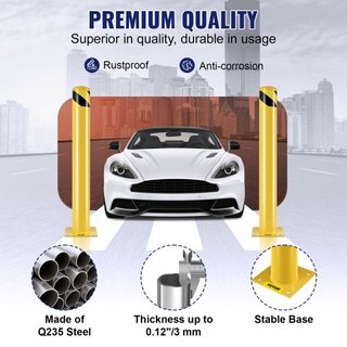 Bollard de Seguridad, Poste de Bollard de 36 Pulgadas de Altura, Poste de Bollard de Acero de 4.5 Pulgadas de Diámetro, Bollard de Acero Amarillo, Bollard de Seguridad de Acero con 8 Tornillos de ...