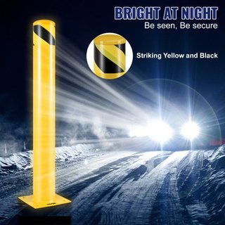 Bollard de Seguridad, Poste de Bollard de 36 Pulgadas de Altura, Poste de Bollard de Acero de 4.5 Pulgadas de Diámetro, Bollard de Acero Amarillo, Bollard de Seguridad de Acero con 8 Tornillos de ...