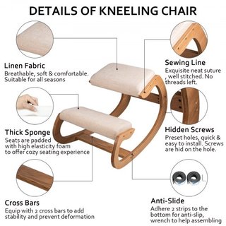 Silla de Rodillas Ergonómica con Capacidad de Carga de 99.8 kg Silla de Escritorio en Postura de Rodillas con Cojín para las Caderas Silla Ergonómica de Rodillas para Oficina en Casa Buena Postura...