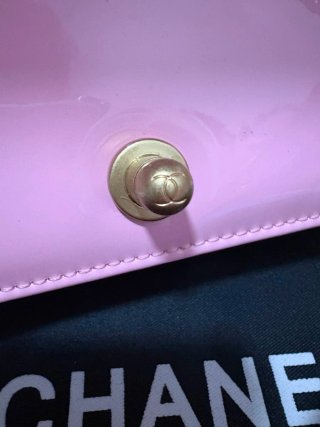 Borsa Chanel rosa in pelle scamosciata dorata