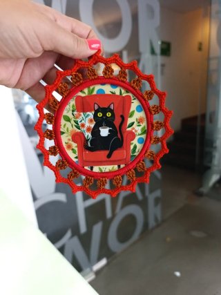Cat Moldura crochê