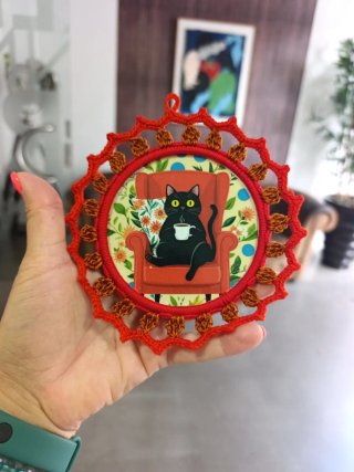 Cat Moldura crochê