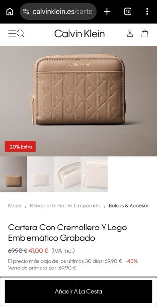 Cartera Calvin Klein Mujer Beige/Gris