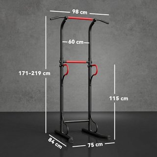 Estación de Fitness Power Tower, Barra de Dominadas Power Tower Estación de Fitness Multifuncional con Altura Ajustable 171-219Cm, Negro Rojo