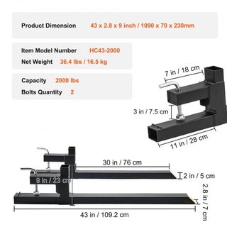 Horquillas de Palet, Horquillas de Palet de 907.2 kg de Capacidad, Horquillas para Cubos de Tractor de 109.2 cm, Accesorio de Cargador Frontal de Alta Resistencia para Tractor, Skid Steer, Cubo de...