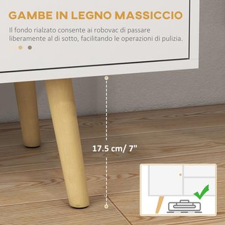 Mobile TV 55" Max con 2 armadi con porte e 2 ripiani aperti, console TV in legno e truciolato, 120X34X50 cm, bianco