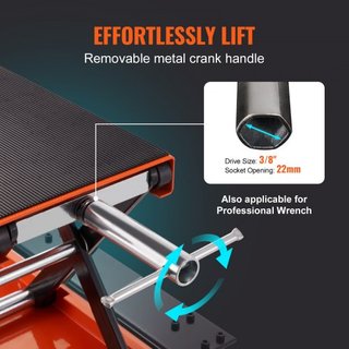 Elevador de Motocicleta ATV Scissor Jack Dolly 499.5 kg Plataforma Ancha y Manivela