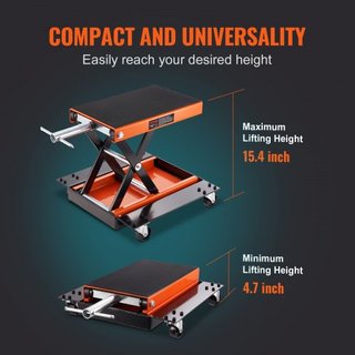 Elevador de Motocicleta ATV Scissor Jack Dolly 499.5 kg Plataforma Ancha y Manivela