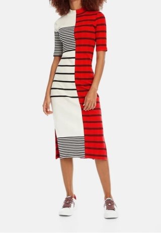 Vestido Desigual Rayas Rojo Blanco Talla XS
