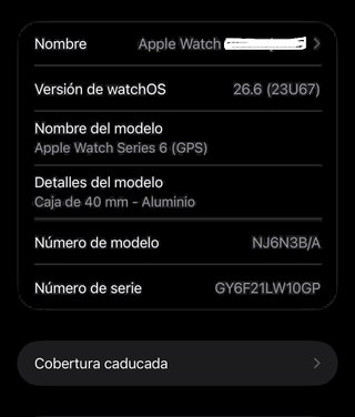 Apple Watch Series 6 GPS Negro/Plata