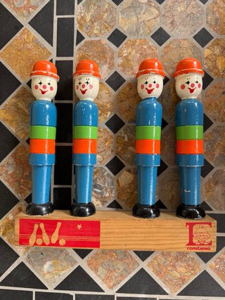 Juego bolos payasos madera maciza