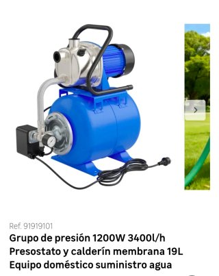 Grupo presión 1200W 3400l/h 19L