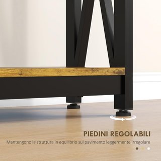 Consola de Entrada con Toma de Corriente y USB, Mesa Consola Ahorradora de Espacio de 2 Niveles en Estilo Industrial de Madera y Acero, 100X24X75Cm, Marrón