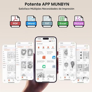 MUNBYN IMPRESORA PORTÁTIL TÉRMICA A4 BLUETOOTH